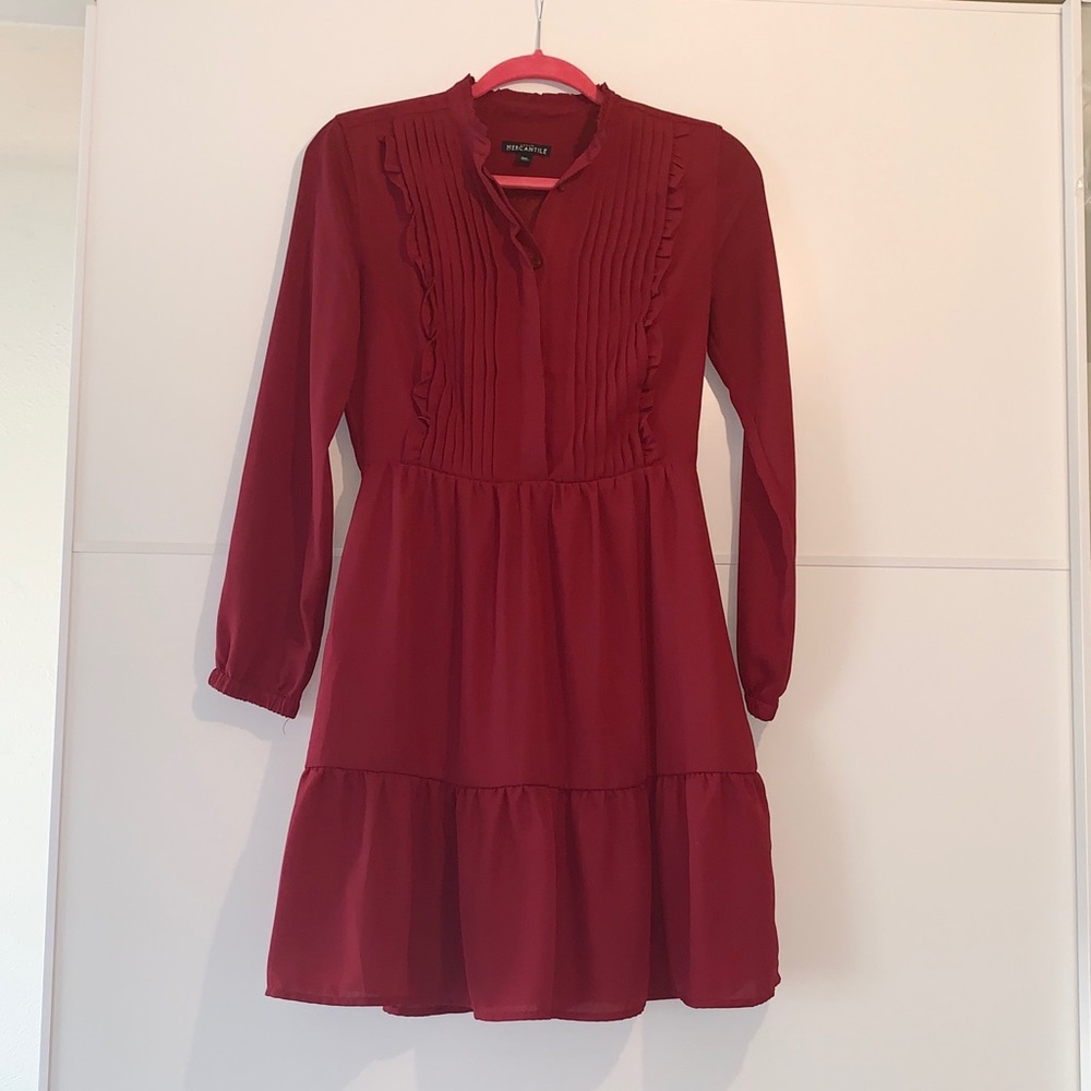 J. Crew Mercantile long sleeved burgundy dress